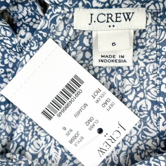 J. Crew Bow-Tie Back Blue Floral Cotton Sleeveless Halter Top NWT - Picture 7 of 8